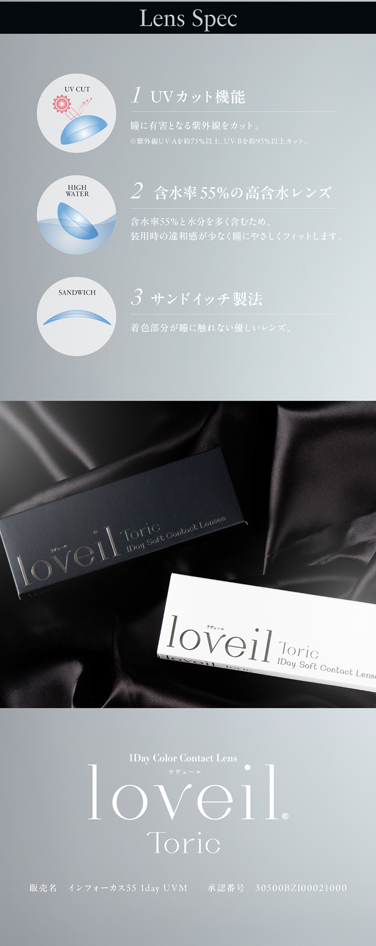 ラヴェールトーリックのこだわりレンズスペック