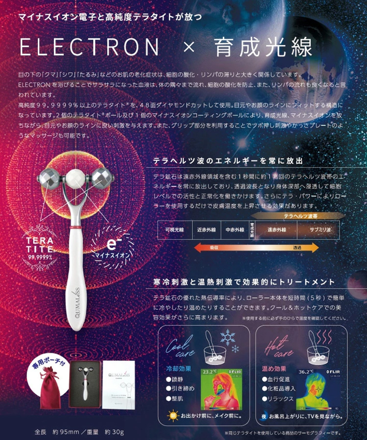 マイナスイオン電子と高純度テラタイトが放つELECTRON×育成光線